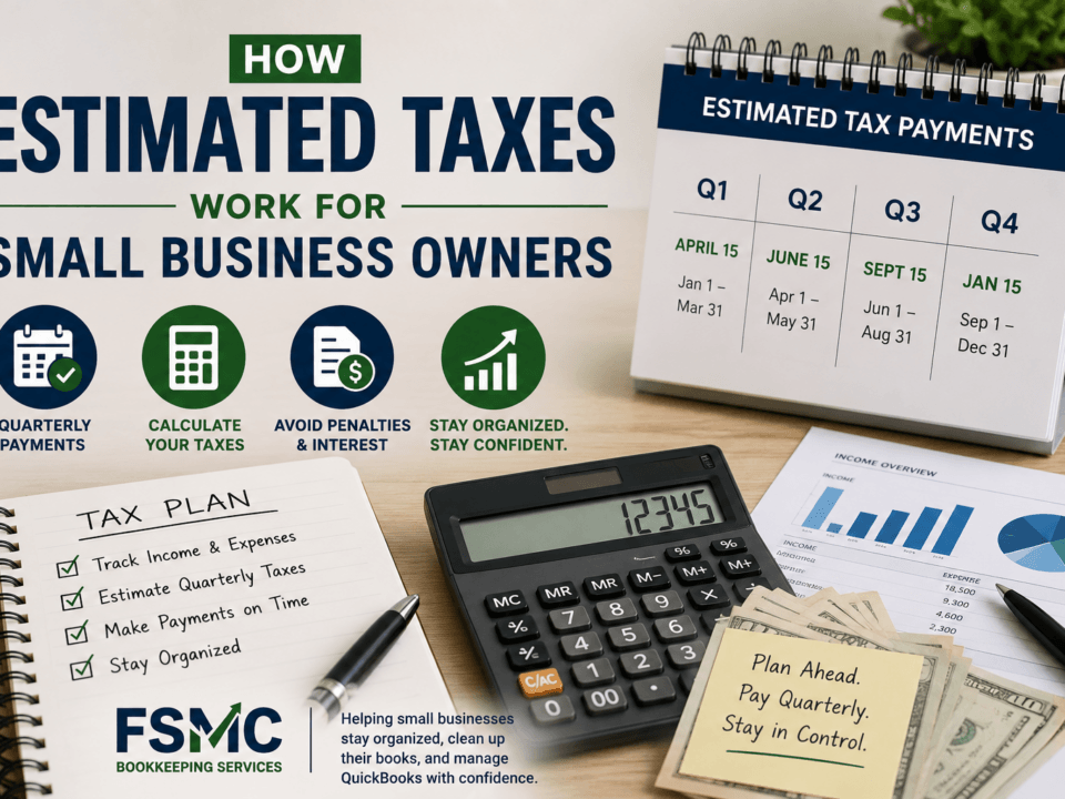 How Estimated Taxes work for Smalll Business Owners blog featured image FSMC Bookkeeping Services