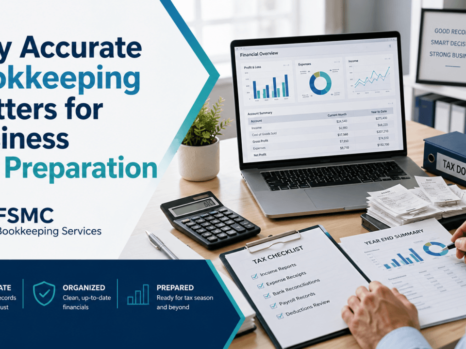Why Accurate Bookkeeping Matters for Business Tax Preparation blog featured image FSMC Bookkeeping Services
